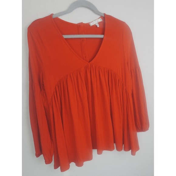 Eri‎ + Ali Anthropologie Red Button Back Blouse XS Boho Swingy Tunic Top - Picture 2 of 8